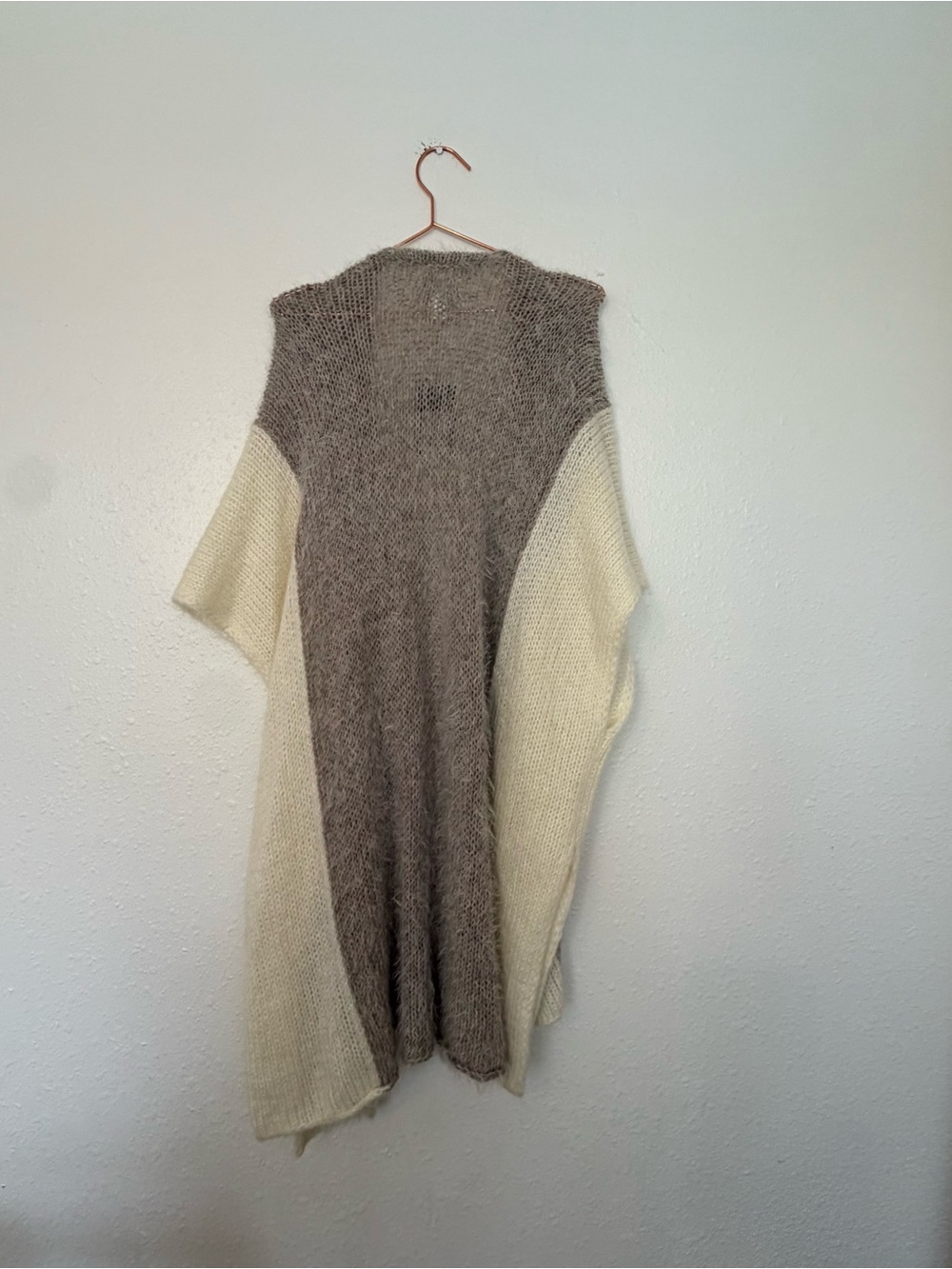 Universal Thread Two-Tone Open Knit Cardigan - Cream & Gray - Picture 3 of 5
